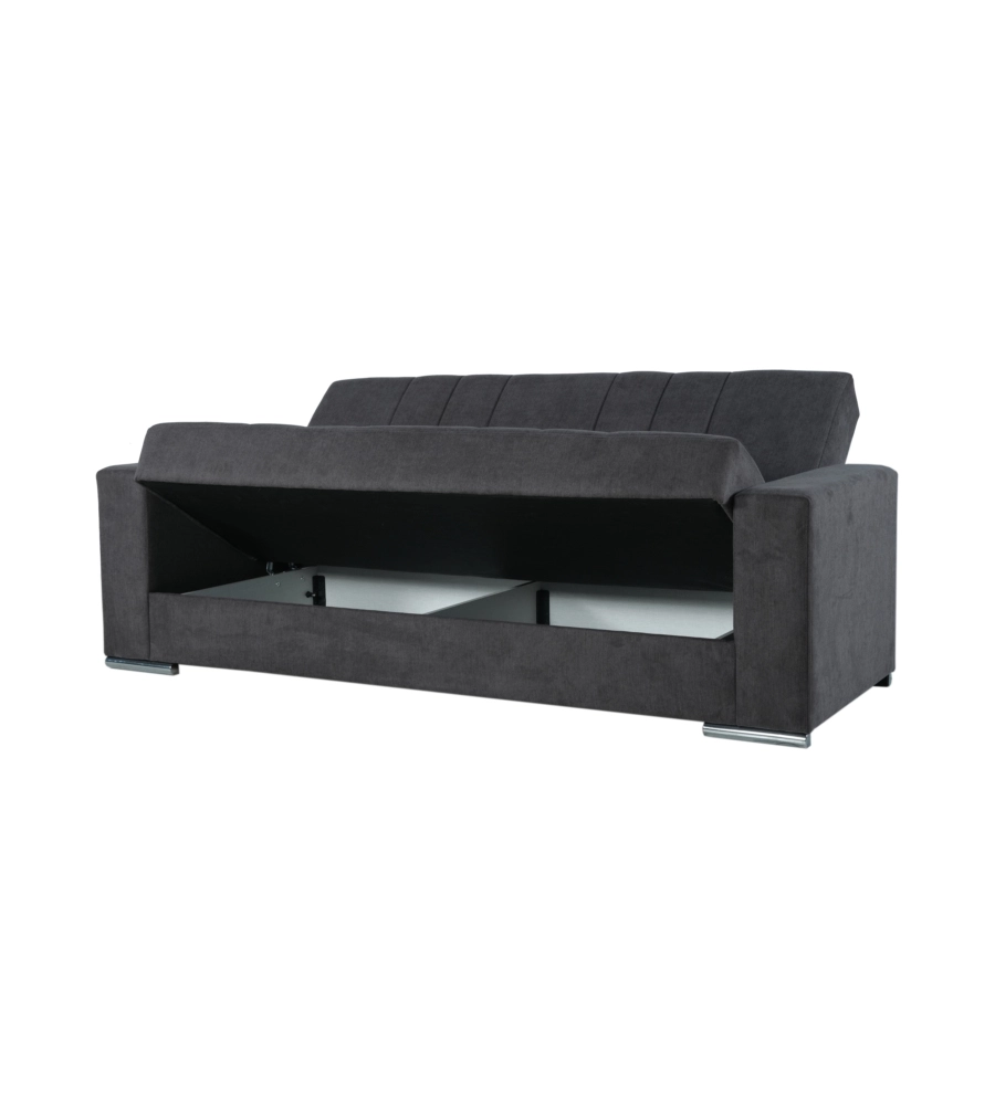 DIVANO LETTO "PADOVA" 3 POSTI TESSUTO GRIGIO, 230X93X97 CM